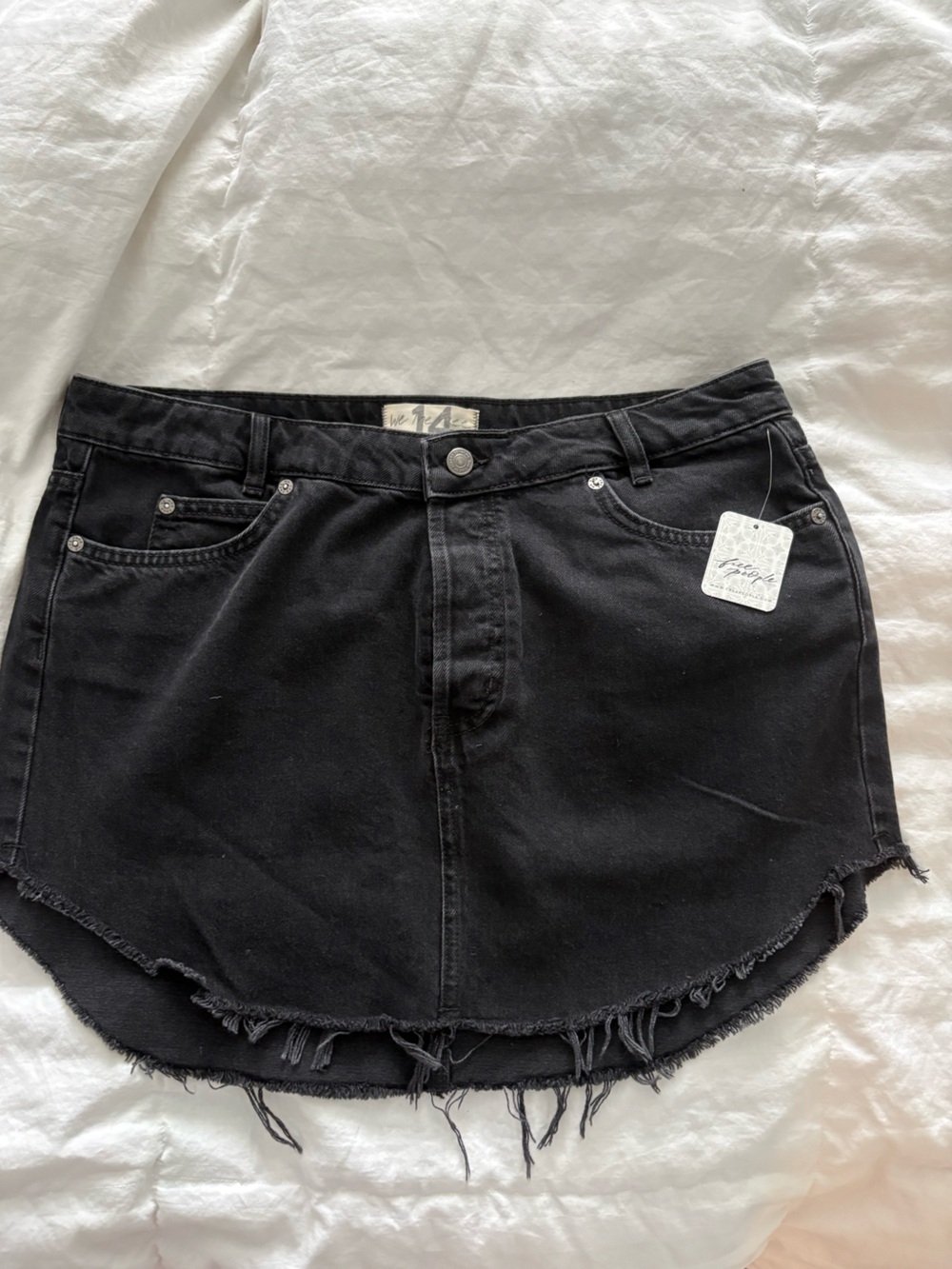 Free People We The Free Black Denim Mini Skirt